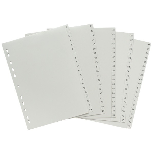 PVC DIVIDER A4 1-100 GREY #35170 (price excludes GST)