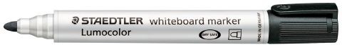 STAEDTLER LUMOCOLOUR WHITEBOARD MARKER BULLET NIB #351-9 BLACK - Box 10