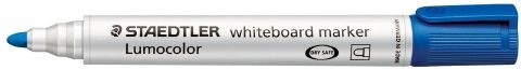 STAEDTLER LUMOCOLOUR WHITEBOARD MARKER BULLET NIB #351-3 BLUE - Box 10