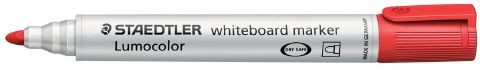 STAEDTLER LUMOCOLOUR WHITEBOARD MARKER BULLET NIB #351-2 RED - Box 10