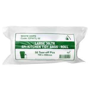 BIN LINERS WHITE 36 LITRE (ROLL 50)  (price excludes gst)