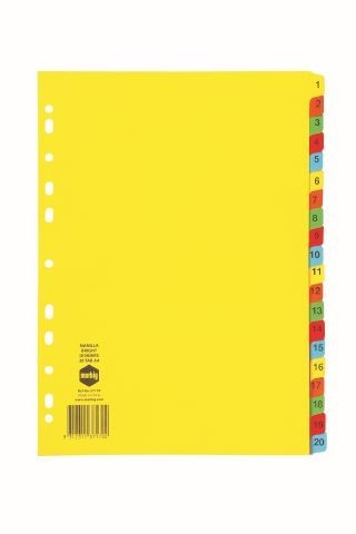DIVIDER A4 1-20 TAB BRIGHT BOARD #37170 (price excludes GST)