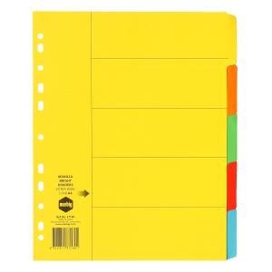 DIVIDER A4 5 TAB EXTRA WIDE MULI COLOURED #37180 (price excludes GST)