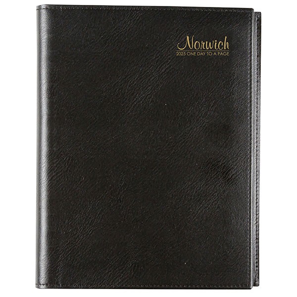 2025 NORWICH SPIRAL DIARY 41S A4 1 DAY TO A PAGE BLACK