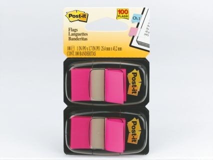 POST-IT TAPE FLAG TWIN PACK #680-BP2 BRIGHT PINK (price excludes gst)