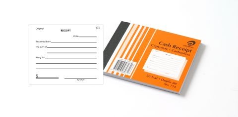 OLYMPIC CARBONLESS CASH RECEIPT BOOK (5x4) DUP. #714 (price excludes gst)