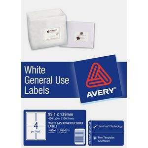 AVERY GENERAL USE LABELS L-7169GU 4up 99.1mm x 139mm 938206 - Box 100 Sheets