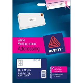 AVERY LASER LABELS L7163 14up 99.1mm x 38.1mm 952003 - Pkt 20 Sheets