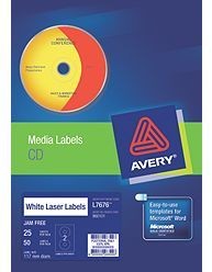 AVERY CD LASER LABELS L7676 960101 - PKT 25