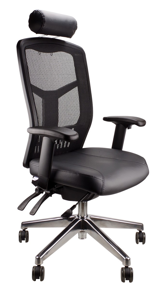 MESH DELUXE PRO LEATHER EXECUTIVE CHAIR WITH POLISHED BASE  