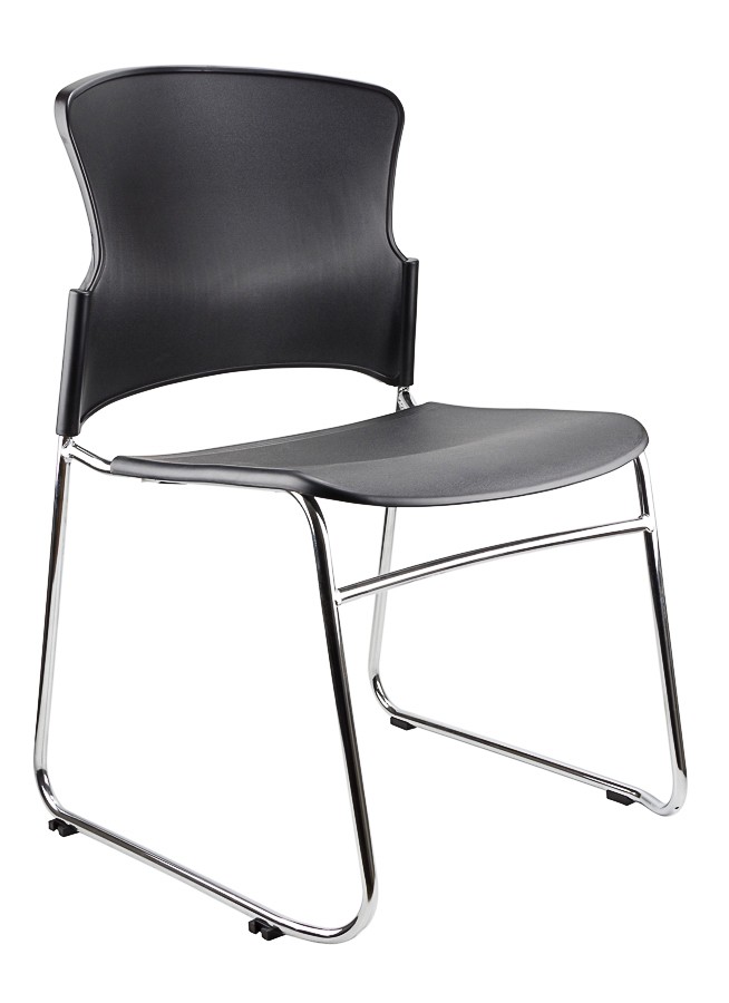 EVE STACKABLE CHAIR BLACK PU  