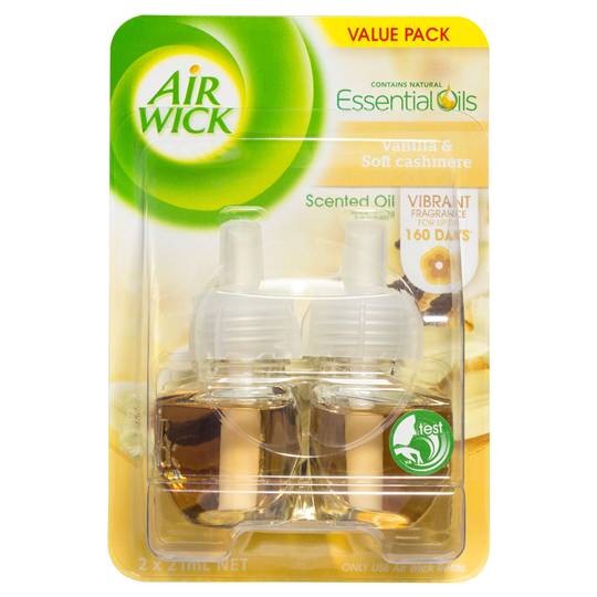 AIR WICK PLUG-IN AIR FRESHENER REFILL VANILLA 2 x 19ml  (price excludes gst)