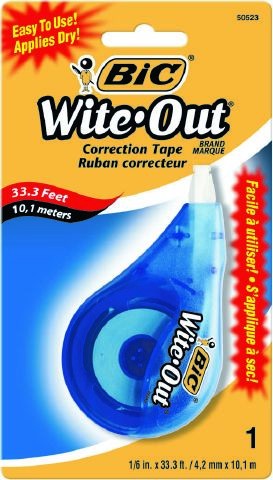 BIC WHITE OUT CORRECTION TAPE (Box 6) #50523