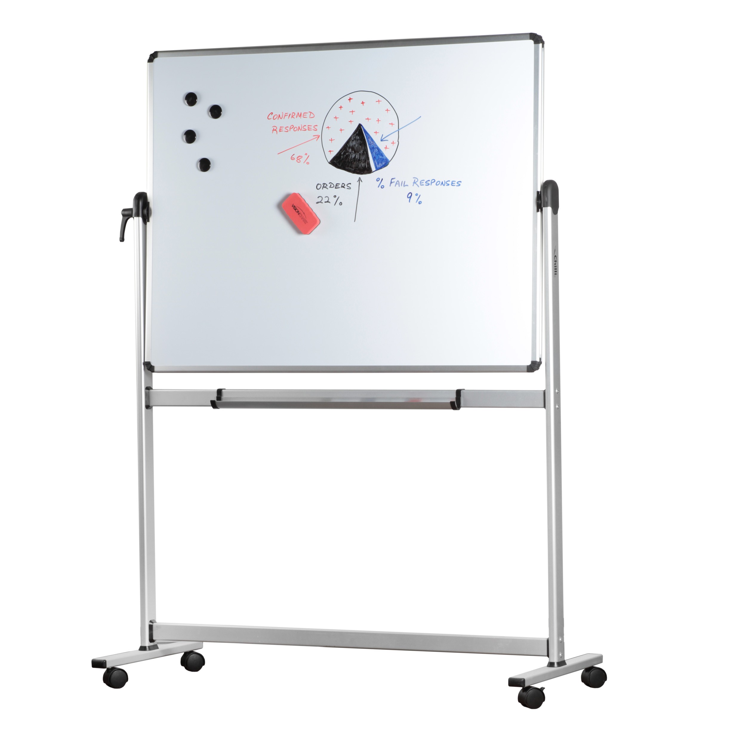 MOBILE WHITEBOARD WITH STAND 1800mm x 900mm DOUBLE SIDED