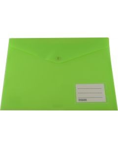 PVC DOCULOPE A4 WALLET WITH BUTTON BRIGHT GREEN