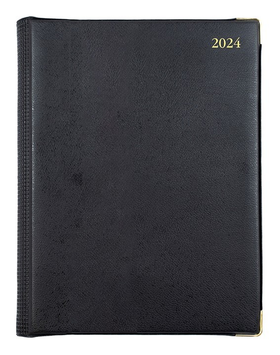 2024 DEBDEN ELITE DIARY 1191.V99 A4 SHORT 1 DAY TO A PAGE BLACK