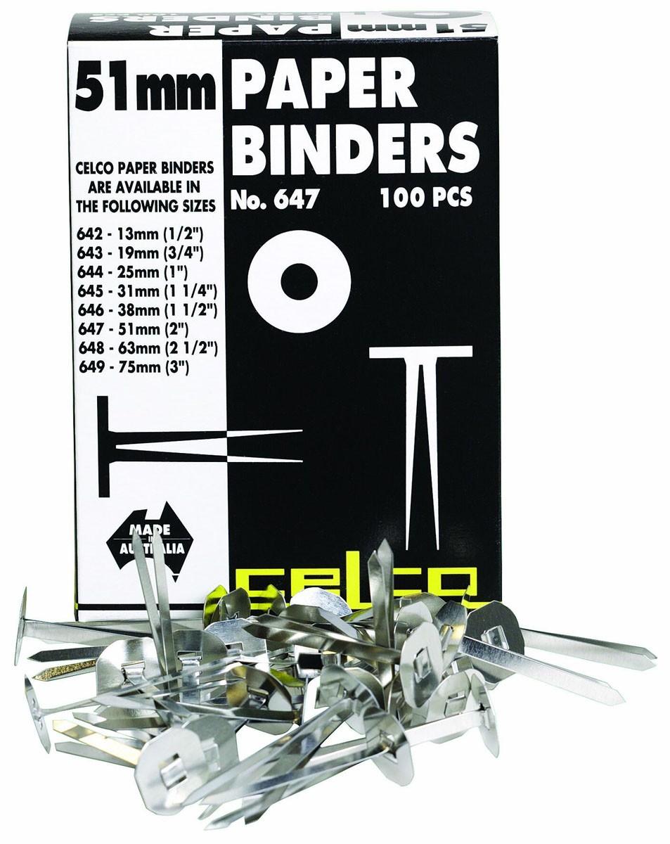 CELCO PAPER BINDERS 50mm #647 Box 100 (price excludes gst)