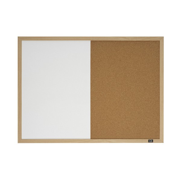 COMBINATION WHITE/CORK BOARD ECONOMY (PINE FRAME) 900mm x 600mm (price excludes gst)