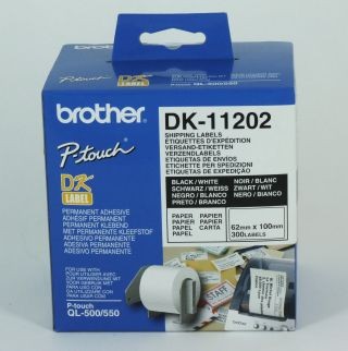 BROTHER DK11202 62mm x 100mm WHITE SHIPPING LABEL -300 per roll