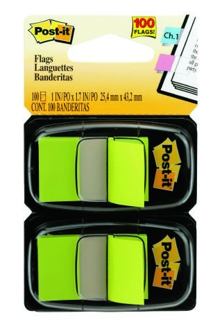 POST-IT TAPE FLAG TWIN PACK #680-BG2 BRIGHT GREEN (price excludes gst)