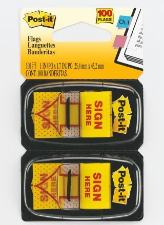 POST-IT TAPE FLAG TWIN PACK #680-SH2 SIGN HERE