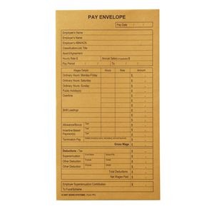 PAY ENVELOPES GOLD 90mm x 165mm PRINTED Pkt 100  (price excludes gst)