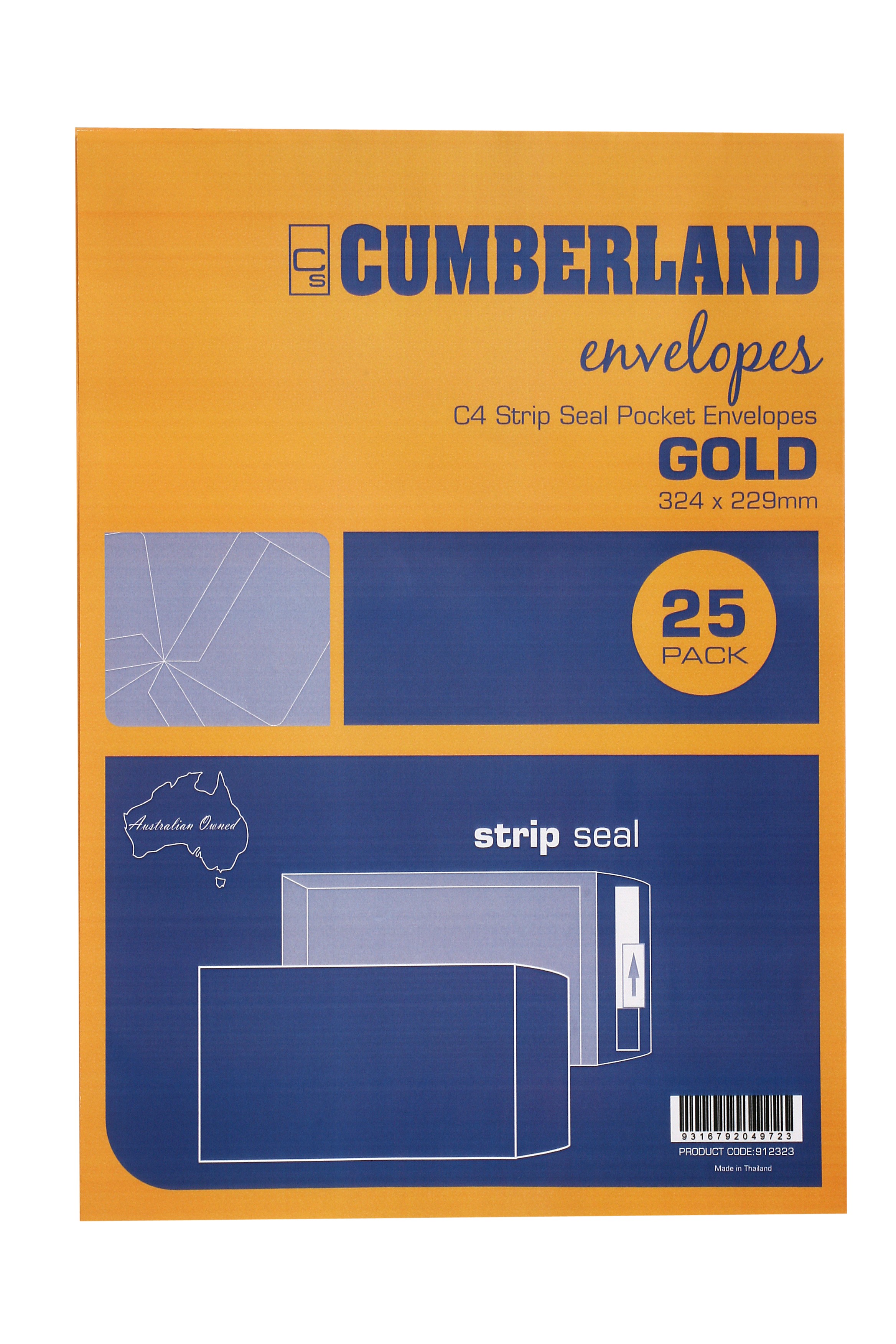 ENVELOPES Cumberland GOLD C4 324 x 229 Peel-n-Seal (Pkt 25) 912323 (price excludes gst)