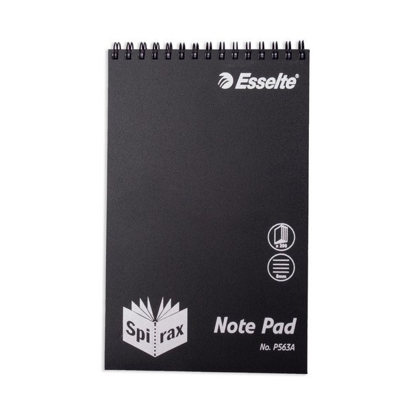 SPIRAL NOTEBOOK BLACK PP COVER #563A 200pg (200mm x 127mm) 
