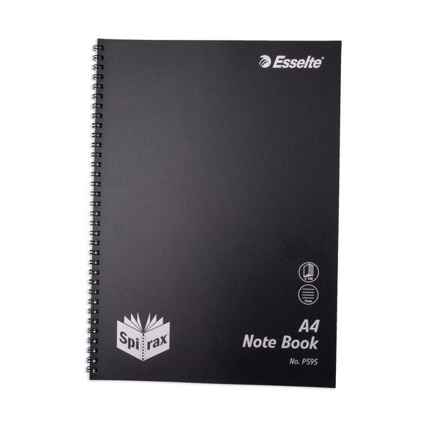 SPIRAL NOTEBOOK 120 PAGES BLACK PP COVER #P595 A4