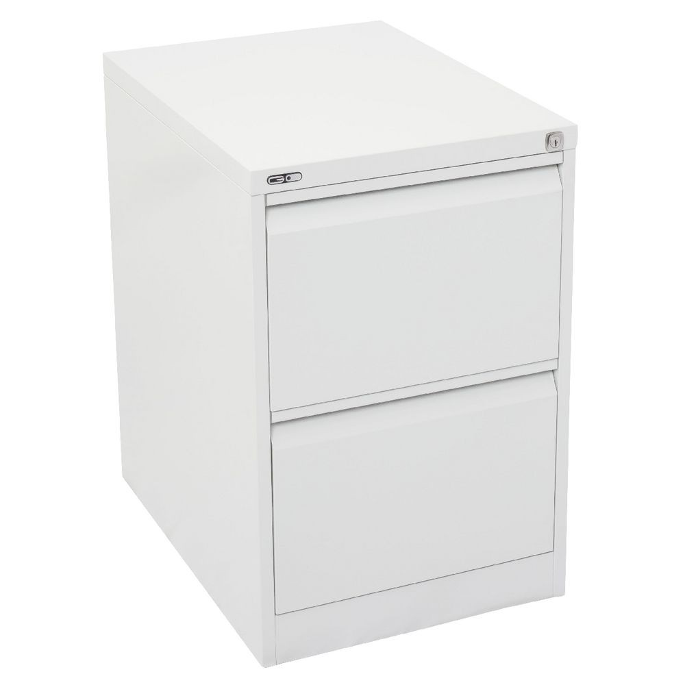 GO 2 DRAW METAL FILING CABINET WHITE 