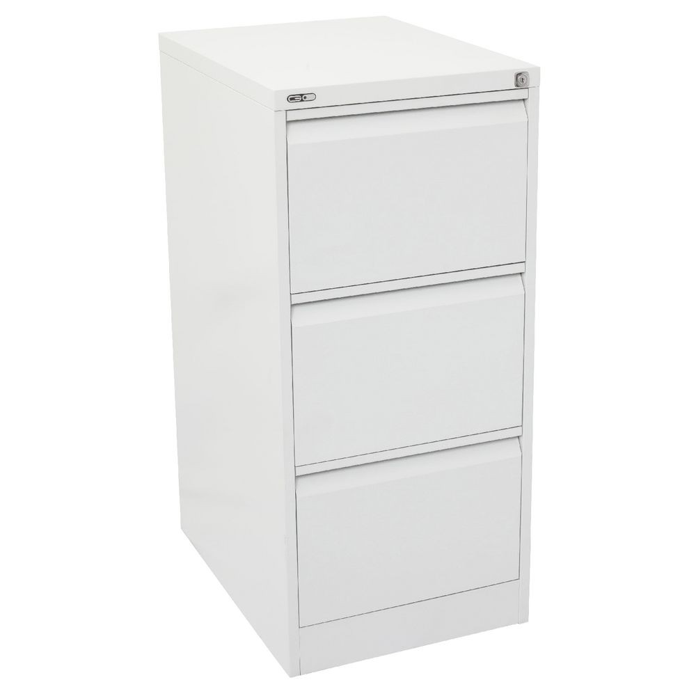 GO 3 DRAW METAL FILING CABINET WHITE 