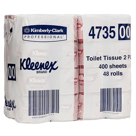 KLEENEX TOILET TISSUE PAPER 2 PLY 4735 INDIVIDUALLY WRAPPED 400 Shts - Box 48