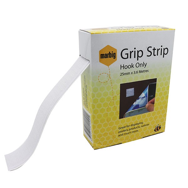 MARBIG GRIP STRIPS HOOK ONLY 20mm x 3.6m #415020 