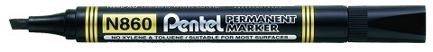 PENTEL MARKER N-860 CHISEL TIP BLACK Box 12