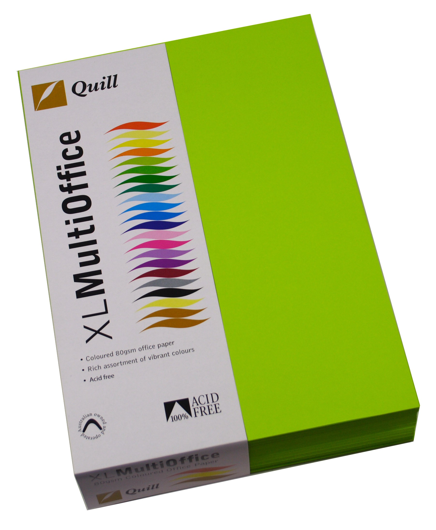 QUILL XL COPY PAPER A4 FLUORO GREEN Ream 500 (price excludes gst)