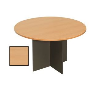 RAPIDLINE ROUND MEETING TABLE 900mm Diameter Top with X Base Beech & Ironstone (price excludes gst)