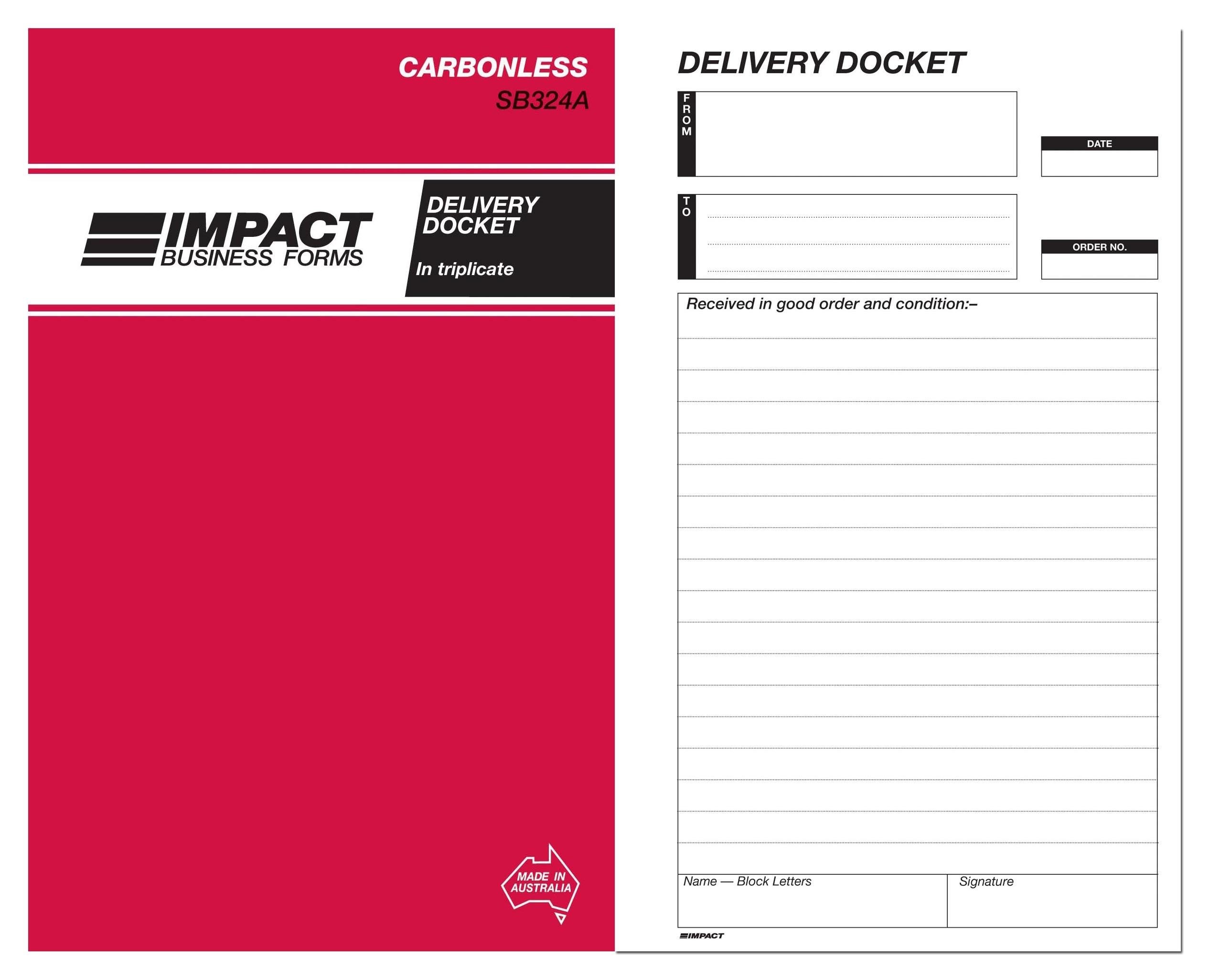 IMPACT CARBONLESS DELIVERY BOOK TRIP. (8x5) SB-324A (price excludes gst)