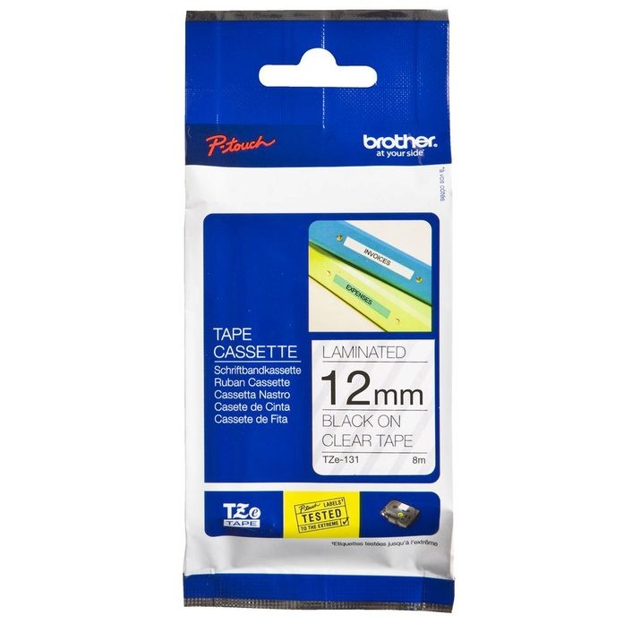BROTHER TAPE TZ-131 12mm BLACK ON CLEAR  
