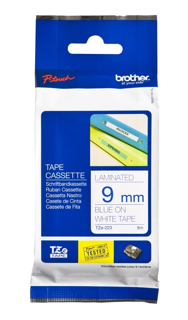 BROTHER TAPE TZ-223 9mm BLUE ON WHITE 