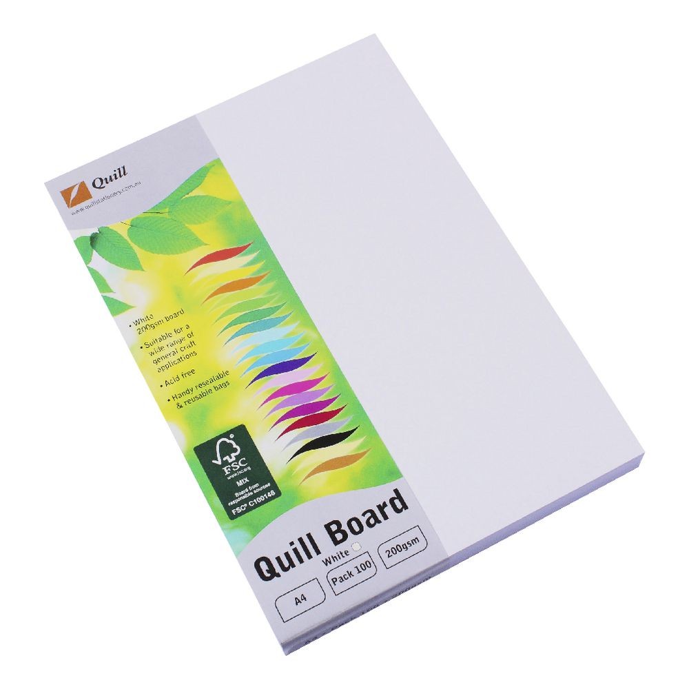QUILL XL MULTI BOARD WHITE A4 200 gsm (PKT 100)  (price excludes gst)