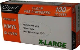 GLOVES VINYL PRE POWDERED XTRA LARGE BOX 100  (price excludes gst)