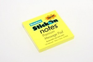 BEAUTONE STICK ON NOTE NEON YELLOW 76mm x 76mm #13032 (price excludes gst)