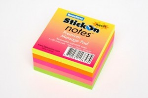 BEAUTONE STICK ON CUBE NEON 76mm x 76mm #13657 (price excludes gst)