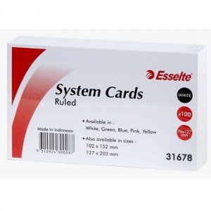 SYSTEM CARDS WHITE RULED 125mm x75mm  (price excludes GST)