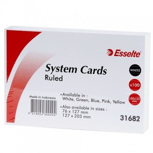 SYSTEM CARDS WHITE RULED 150mm x 100mm  (price excludes GST)