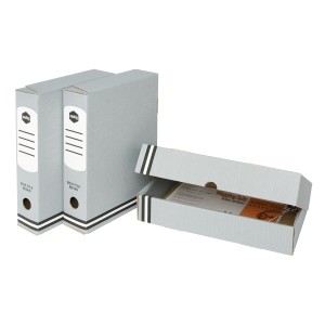 BOX FILE CARDBOARD A4 GREY MARBIG 80mm #80079  (price excludes GST)