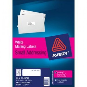 AVERY LASER LABELS L7157 33up 64mm x 24.3mm 959060 - Box 100