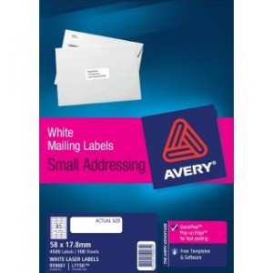 AVERY LASER LABELS L7156 45up 58mm x 17.8mm - 959061 - Box 100