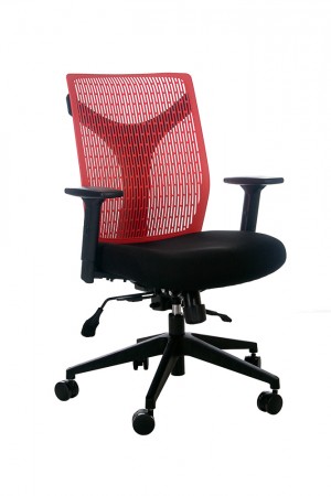 FLEX CLERICAL CHAIR BLACK SEAT, RED PU BACK  