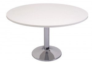 ROUND TABLE 900mm DIAMETER WHITE TOP WITH CHROME BASE (price excludes GST)